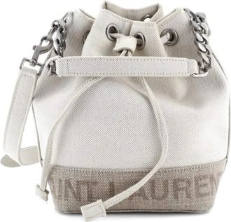 Saint Laurent Rive Gauche kleine canvas bucket-tas - Beige
