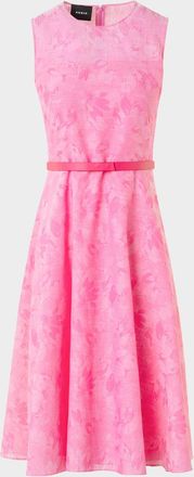 Akris Floral Cotton Sleeveless Belted Dress