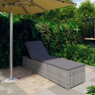 vidaXL Tumbona Con Coj&iacute;n De Rat&aacute;n Sint&eacute;tico Gris Vidaxl