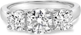 House of Brilliance 14K White Gold 2.00 Cttw Lab Grown Diamond 3 Stone Ring Band at Nordstrom, Size 7