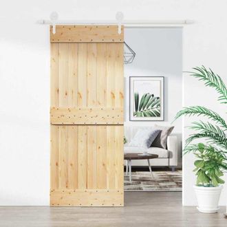 vidaXL Vidaxl - Puerta Corredera Con Herrajes Madera Maciza De Pino 85x210 Cm