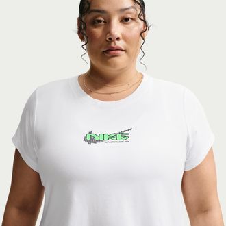 Nike Womens Nike Sportswear Chill Knit Slim Cropped T-Shirt (Plus Size) in White | IM6377-100