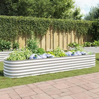 vidaXL Arriate De Acero Galvanizado Plateado 320x80x44 Cm Vidaxl