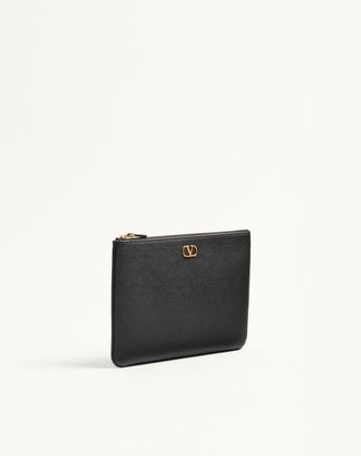 Valentino Garavani Pochette Vlogo Signature In Vitello Granato Donna NERO UNI
