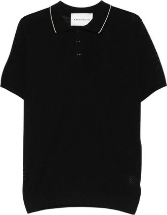 Amaranto Polo traforata - Heren - Polos - Zwart - XL - Katoen - Tops