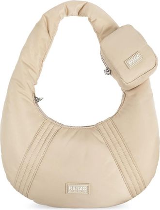 Kenzo Schoudertas met Logo - Dames - Schoudertassen - Beige - ONE Size - Nylon - Tassen