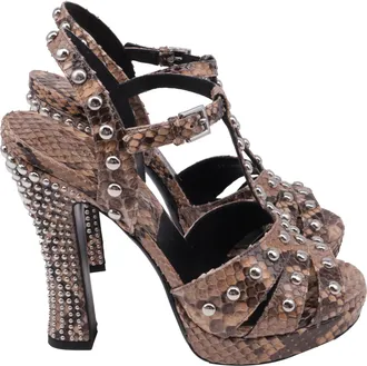 Michael Kors Rosanna Studded Platform Sandals in Brown Python Leather