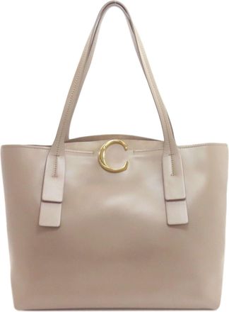 Chlo&eacute; Grayish Leather Tote Bag (Pre-Owned)