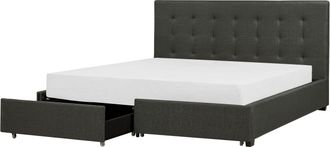 Beliani Beliani - Letto Contenitore Tessuto Grigio Scuro Con Rete A Doghe E Cassetti 180 X 200 Cm La Rochelle