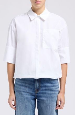 7 For All Mankind Cotton Shirt in Popeline Optica at Nordstrom, Size X-Small
