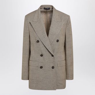 Dolce & Gabbana Sicilia double-breasted tweed-effect jacket, beige
