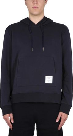 Thom Browne Sweatshirt met borduursel - Heren - Hoodies - Blauw - XL - Katoen - Hoodies & sweatvesten