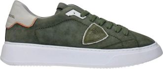 Philippe Model Sneakers, male, Green, Size: 11 US Green Leather Casual Sneakers with Logo Detailing