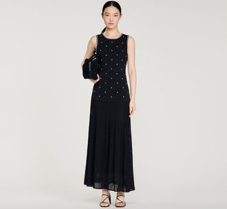 Sandro Rhinestone flower print maxi dress
