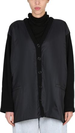 Aspesi Black Solid V Neck Jacket