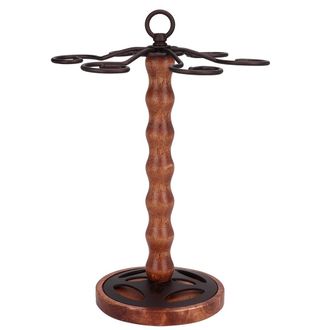 OEM Botellero Para Copas De Vino, De Madera Maciza Y Hierro, Con 6 Ganchos Y Base Redonda Gruesa, Ideal Para Cocina Y Bar