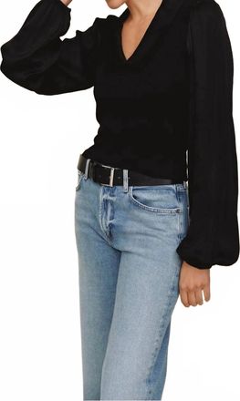 Bella Dahl Collared V Neck Top In Black