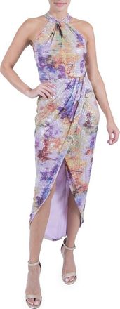 Julia Jordan Twist Neck Sequin High-Low Dress in Lavender Multi at Nordstrom Rack, Size 10