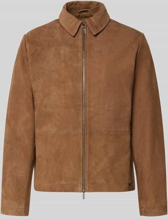 Fynch-Hatton Fynch-Hatton Jacke mit Zweiwege-Rei&szlig;verschluss und Kentkragen in Cognac, Gr&ouml;&szlig;e 3XL