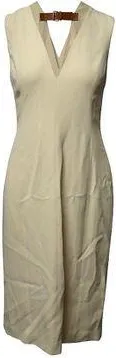 Alexander Wang Alexander Wang mouwloze midi-jurk met V-hals en rugband in cr&egrave;mekleurige viscose