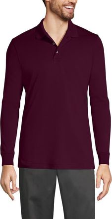 Lands End School Uniform Long Sleeve Interlock Polo Shirt in Burgundy at Nordstrom, Size Xx-Large