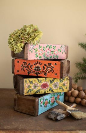 Kalalou Set Of Four Hand Painted Brick Molds