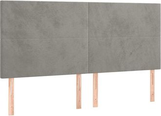 vidaXL Cabecero Con Luces Led Terciopelo Gris Claro 160x5x118/128 Cm Vidaxl