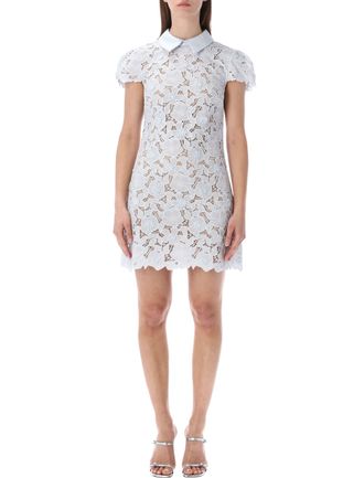 Self Portrait Guipure Lace Satin Collar Mini Dress