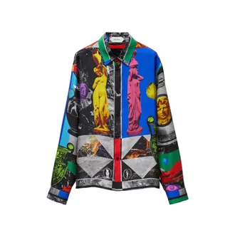Versace Printed Silk Twill Regular Shirt
