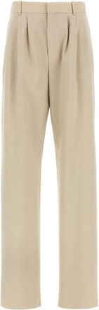 Saint Laurent Broek van Lichte Wol - Dames - Straight fit broeken - Beige - S - Wol - Broeken