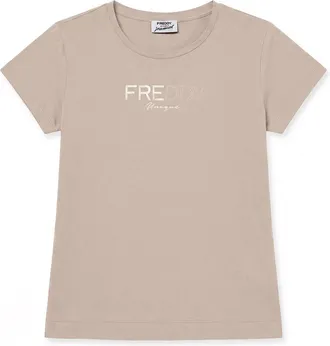 Freddy T-shirt Regular Donna con Logo Stampa Oro e Borchie