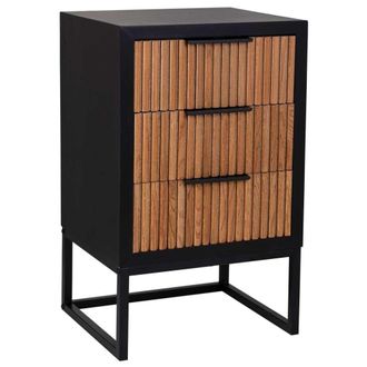 Wanderlust Deco Mesita de 3 cajones de madera y metal 43x37x70