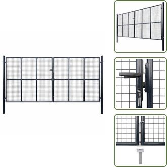 vidaXL The Living Store Cancello da Giardino in Rete di Acciaio Zincato 400x175 cm Grigio - Cancelletto in acciaio zincato