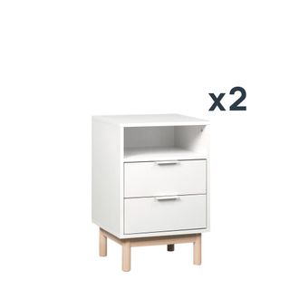 Klast Pack 2 mesitas de noche efecto madera blanco roto 40 x 63 cm