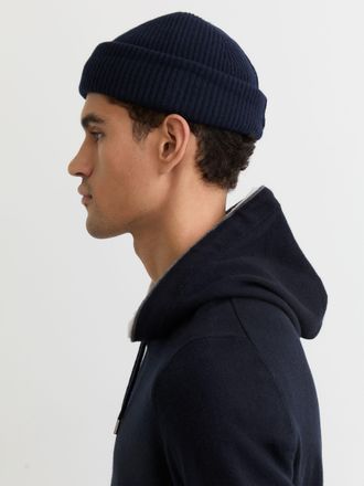 Reiss Navy Merino Wool Tipped Hoodie, Xxl