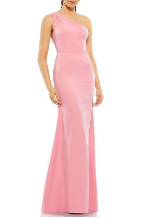 Mac Duggal One Shoulder Jersey Mermaid Gown in Rose Pink at Nordstrom, Size 10