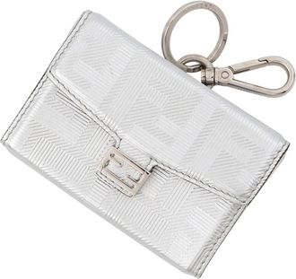 Fendi Baguette Silver Leather Pouch (Pre-Owned)