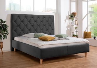 HOME AFFAIRE Polsterbett »Sunley 140« Kreuzsteppung, Kopfteilhöhe 142 cm, ohne oder mit Matratze/Lattenrost