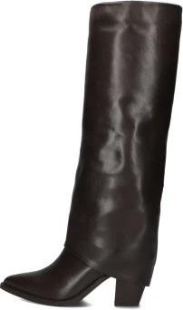 Lina Locchi Bruine leren hoge laarzen - Dames - Cowboylaarzen - Bruin - 39 EU - Leer - Schoenen