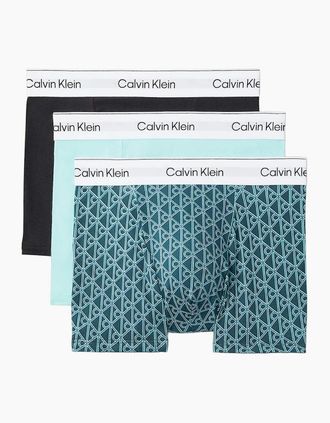 Calvin Klein Mens Calvin Klein 3 Pack Icon Cotton Stretch Relaxed Fit Trunk - Black Bijou Modern Emblem Stratifie - Size: 32/34/35