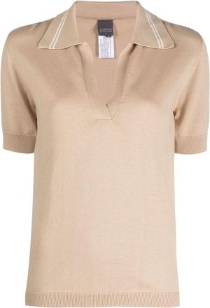 Lorena Antoniazzi Black Knit Contrasting Stripe Cotton-Cashmere Polo Shirt