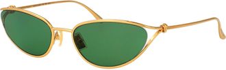 Bottega Veneta Womens Sunglasses Bv1330s Gold-Green Metal Gold/green
