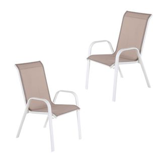 ED&Egrave;N JARD&Iacute; Pack de 2 sillones de terraza apilable 57x74x96 5 cm aluminio blanco
