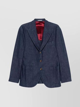Brunello Cucinelli single-breasted cotton denim jacket with patch pockets