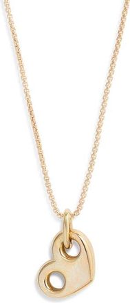 Zo&euml; Chicco 14K Gold Large Puffed Mariner Heart Pendant Box Chain Necklace in Yellow Gold at Nordstrom, Size 18