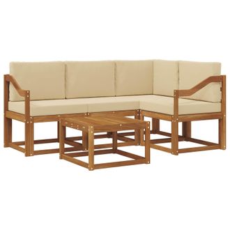 vidaXL Conjunto De Sof&aacute;s De Exterior Con Coj&iacute;n 5 Pcs Natural Y Beige Vidaxl