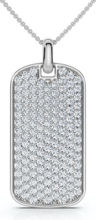 Pompeii3 Mens 1ct Diamond Dog Tag Pendant 14k Gold Necklace Lab Grown 18 Chain