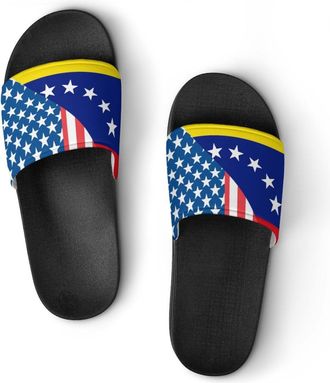Generic U.S. And Venezuela Flag Unisex Beach Slippers & Pool Slides Anti-Slip House Shoes for Home Outdoor