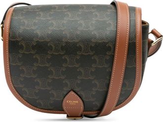 Celine Borsa a tracolla Triomphe Folco media in tela cerata 2023 - Marrone