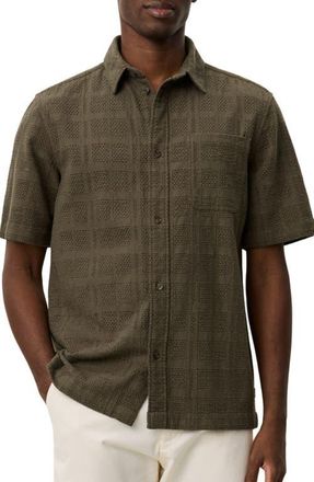 Les Deux Charlie Short Sleeve Button-Up Shirt in Olive Night at Nordstrom, Size Xx-Large